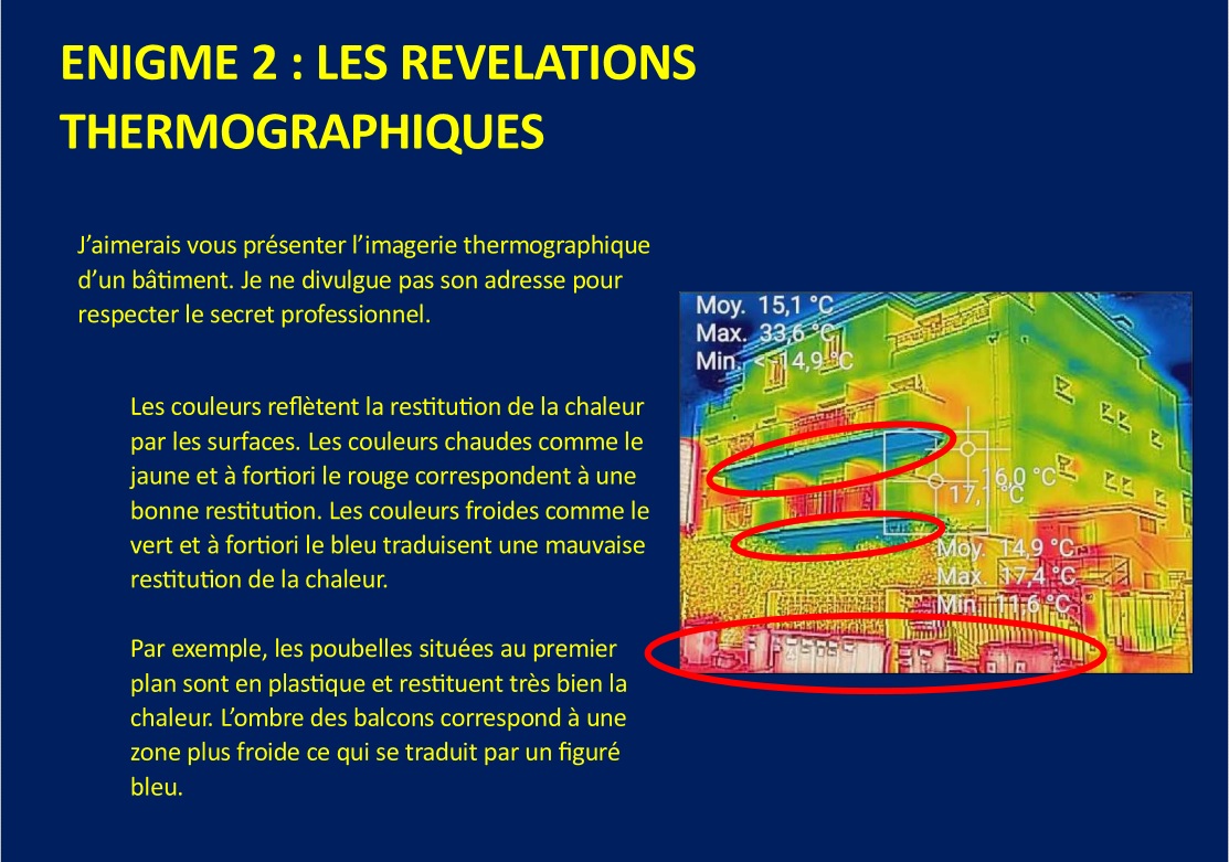 ENIGME 2 : LES REVELATIONS THERMOGRAPHIQUES